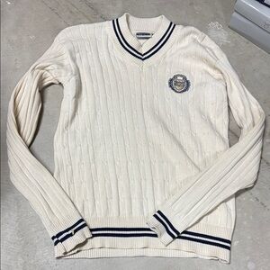 Women’s Yale University crest cream v-neck sweater sz Small